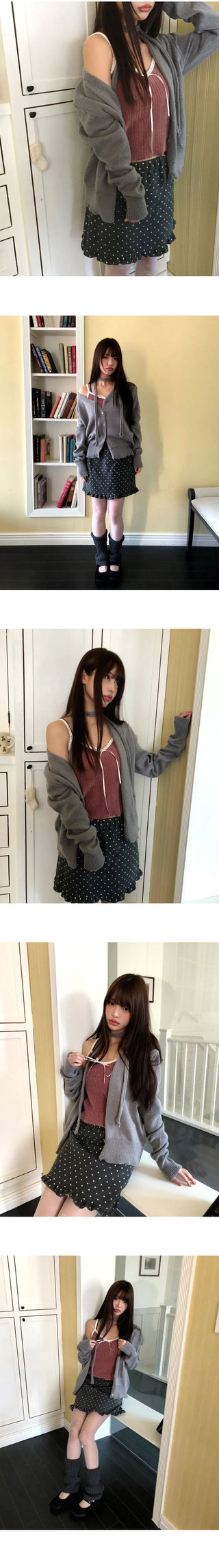 Noda Side Button V-Neck Knitwear Button Cardigan