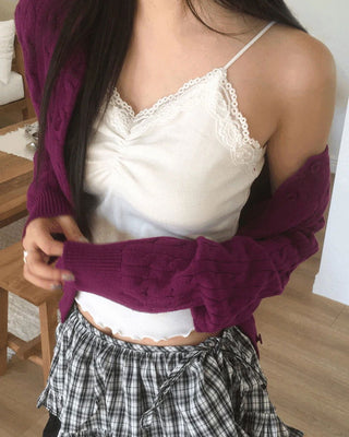 Wenmue Lace Shirring Layered Sleeveless
