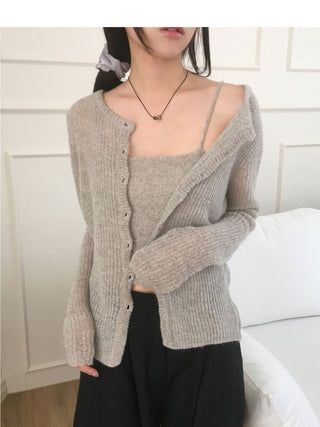 Sleeveless Bustier Knitwear Cardigan Set