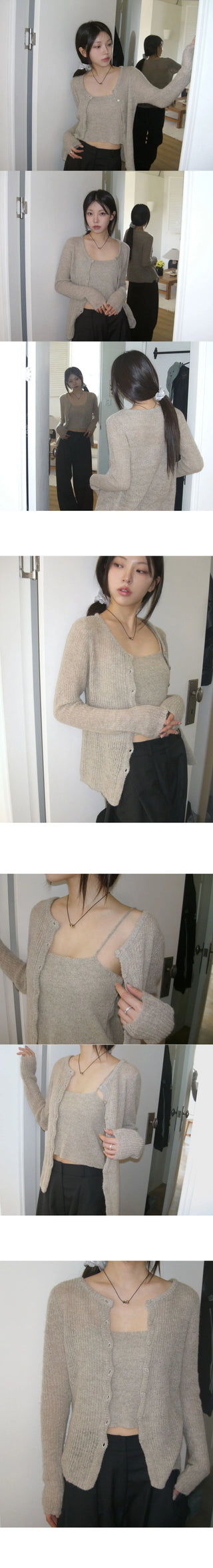 Sleeveless Bustier Knitwear Cardigan Set