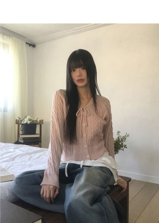 Nackle Twisted Ribbon Tie Knitwear Cardigan