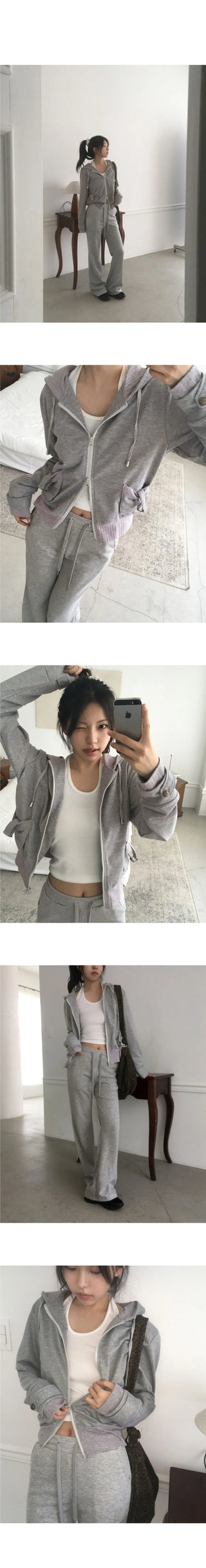 Email Ribbed Gold Color Two Way Hooded Sweatshirt