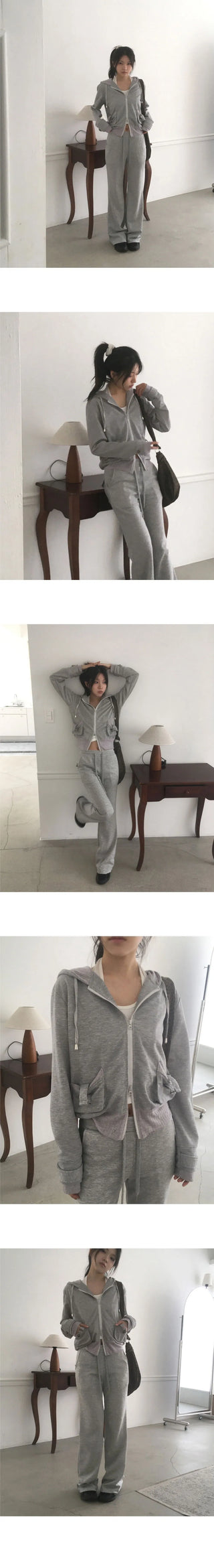 Email Ribbed Gold Color Two Way Hooded Sweatshirt