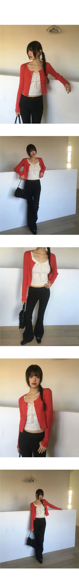 Ponen Cotton Ribbed Crop Unisex Cardigan