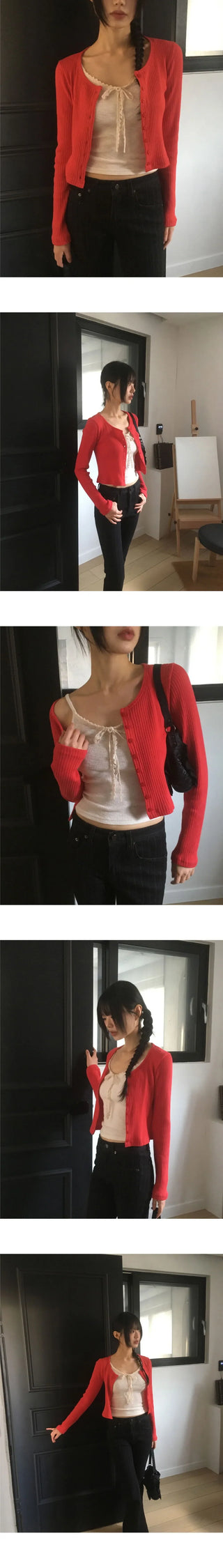 Ponen Cotton Ribbed Crop Unisex Cardigan