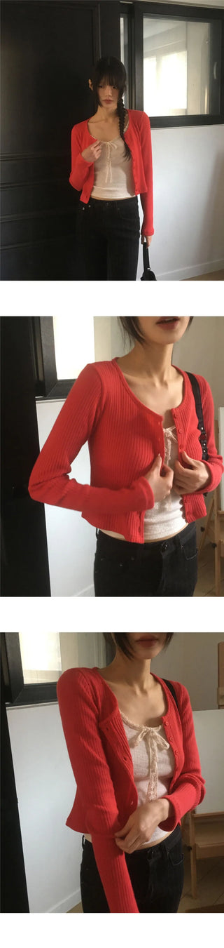 Ponen Cotton Ribbed Crop Unisex Cardigan