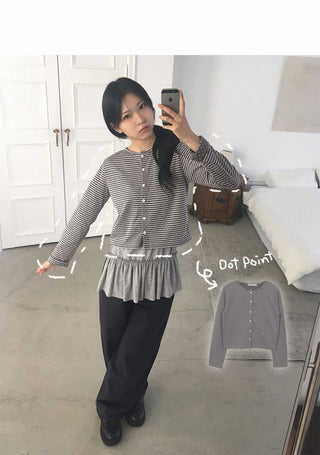 Hughed Stripe Dot Cardigan