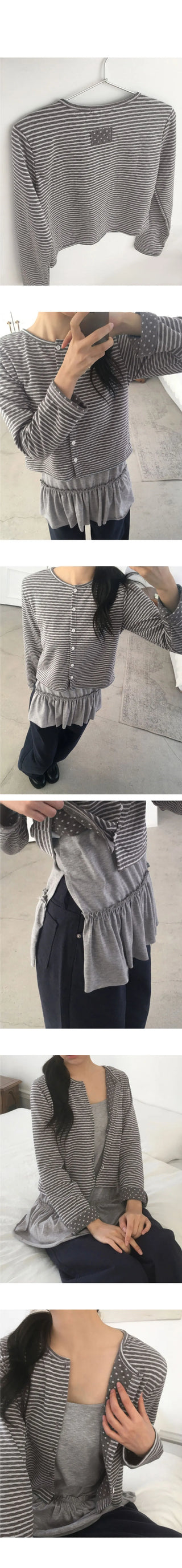 Hughed Stripe Dot Cardigan