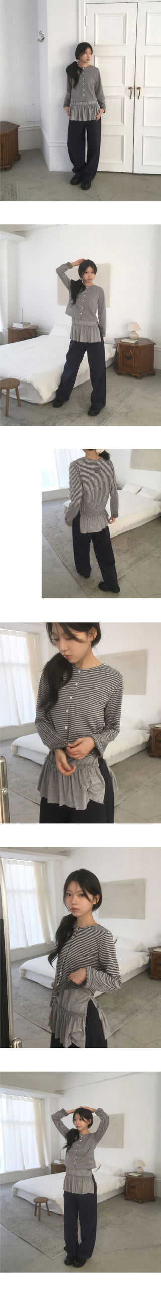 Hughed Stripe Dot Cardigan