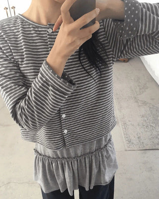 Hughed Stripe Dot Cardigan