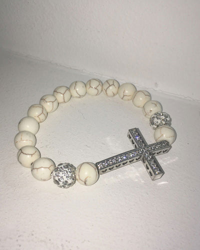 Bir Vintage Raw Stone Cubic Cross Bracelet