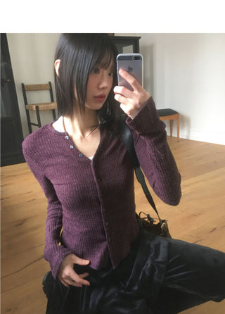 Olmu Corduroy Ribbed V-Neck Cardigan