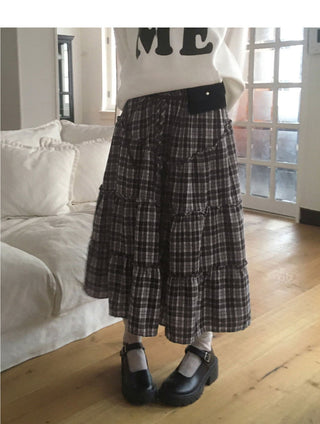 Solpa Check Flare Cancan Long Skirt