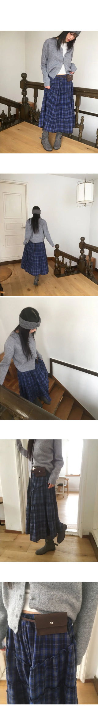 Solpa Check Flare Cancan Long Skirt