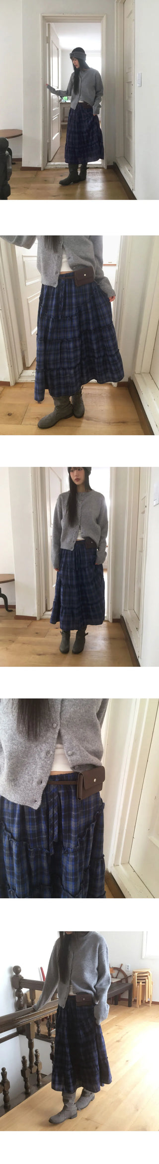 Solpa Check Flare Cancan Long Skirt