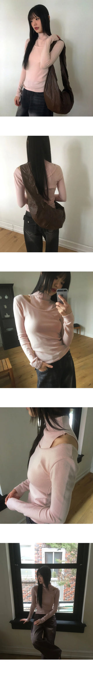 Lume Unbalanced Shoulder Team Turtleneck Knitwear