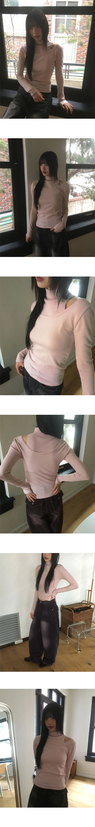 Lume Unbalanced Shoulder Team Turtleneck Knitwear