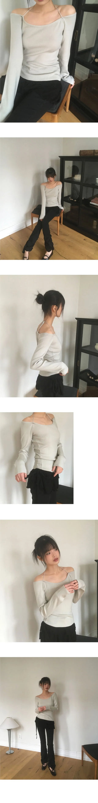 Har Halter Strap Off Shoulder Knitwear