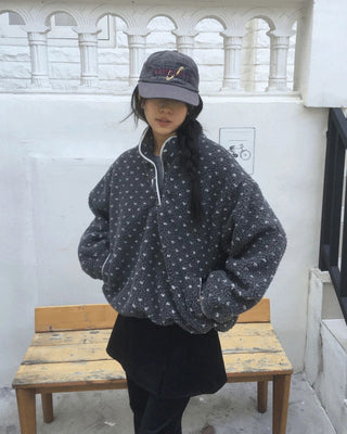 Tana Dot Poggle Half Snap Button Hoodie