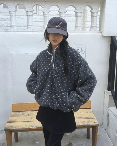 Tana Dot Poggle Half Snap Button Hoodie