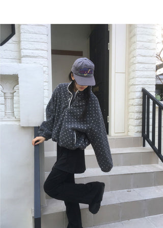 Tana Dot Poggle Half Snap Button Hoodie