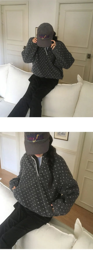 Tana Dot Poggle Half Snap Button Hoodie