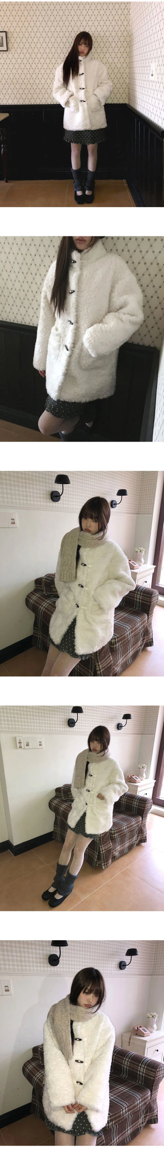 Boha Pogle Fur High Neck Tteokbokki Midi Coat