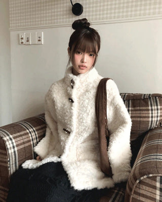 Boha Pogle Fur High Neck Tteokbokki Midi Coat