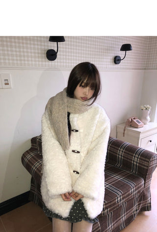 Boha Pogle Fur High Neck Tteokbokki Midi Coat