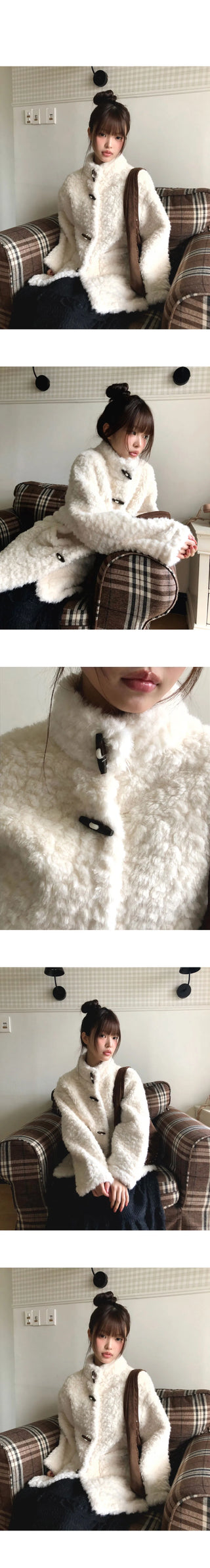 Boha Pogle Fur High Neck Tteokbokki Midi Coat
