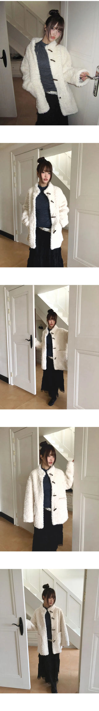 Boha Pogle Fur High Neck Tteokbokki Midi Coat
