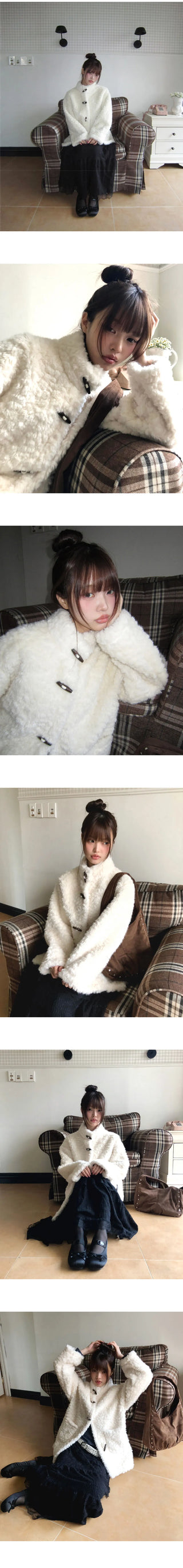 Boha Pogle Fur High Neck Tteokbokki Midi Coat