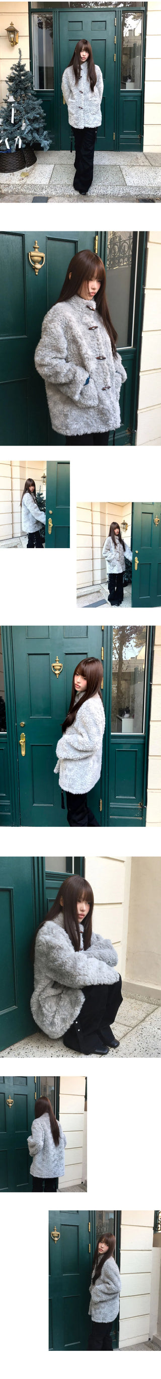 Boha Pogle Fur High Neck Tteokbokki Midi Coat