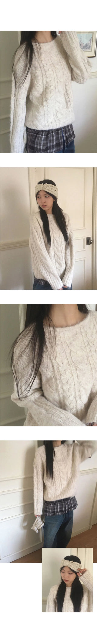Tongkong Bodak Twisted Angora Loose-fit Long Sleeve Knitwear
