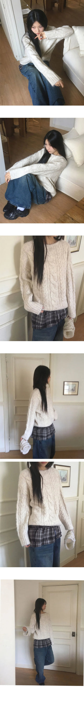 Tongkong Bodak Twisted Angora Loose-fit Long Sleeve Knitwear