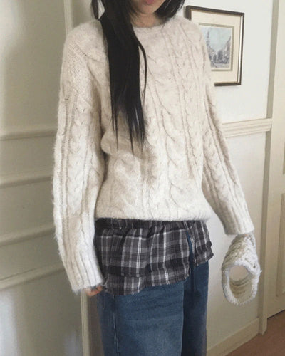 Tongkong Bodak Twisted Angora Loose-fit Long Sleeve Knitwear