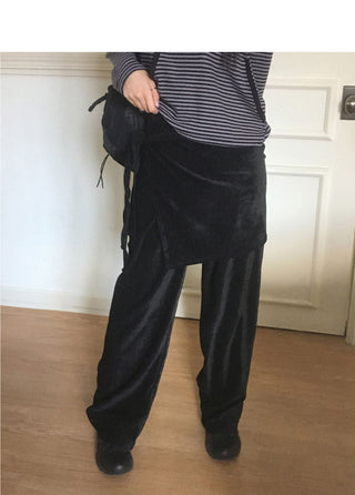 Regan Velvet Wrap Skirt Pants Set