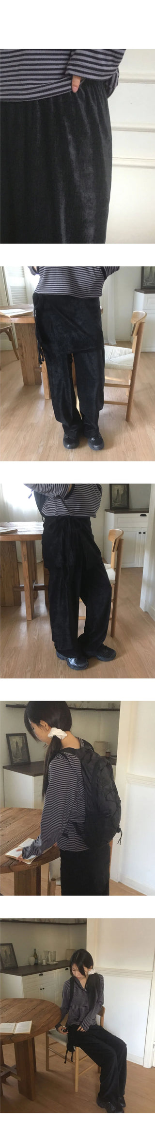 Regan Velvet Wrap Skirt Pants Set
