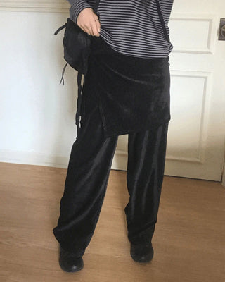 Regan Velvet Wrap Skirt Pants Set