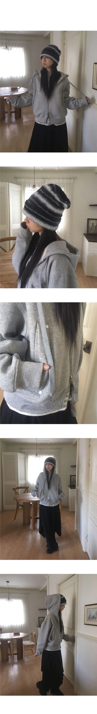 Heated Rivet Pocket Two Way Hooded Zip-Up