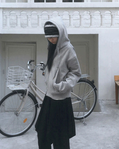 Heated Rivet Pocket Two Way Hooded Zip-Up
