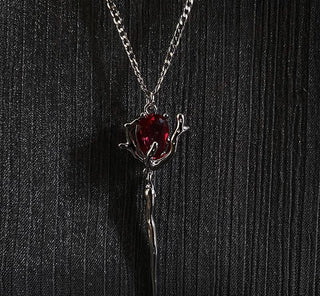 dark vampire bloody rose double chain necklace