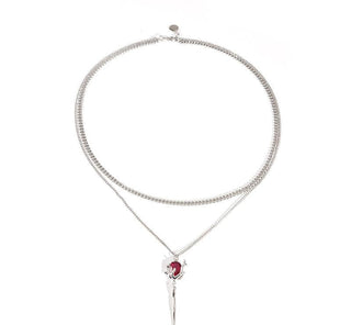 dark vampire bloody rose double chain necklace