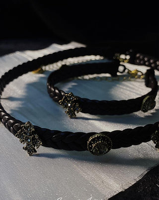 Tahiti vintage leather brown retro choker necklace