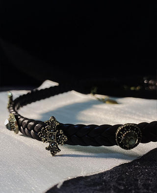 Tahiti vintage leather brown retro choker necklace