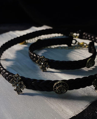 Tahiti vintage leather brown retro choker necklace