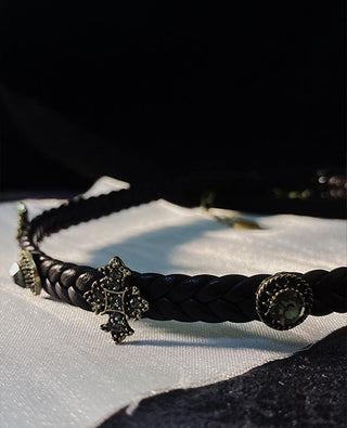Tahiti vintage leather brown retro choker necklace