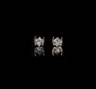 silver zircon square diamond earrings