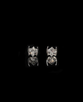 silver zircon square diamond earrings