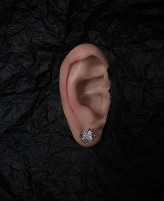 silver zircon square diamond earrings